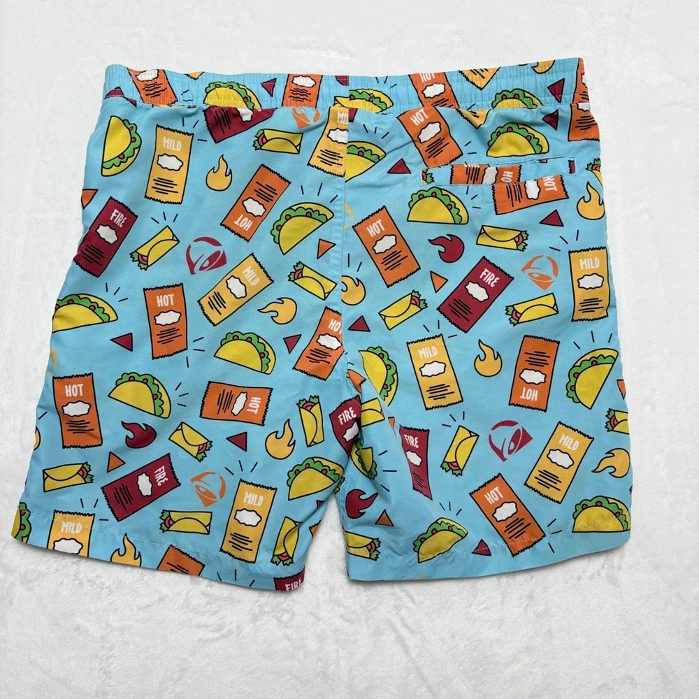 Ripple Junction Taco Bell Swim Trunks Small Hot Sauce Packets Tacos Board Shorts